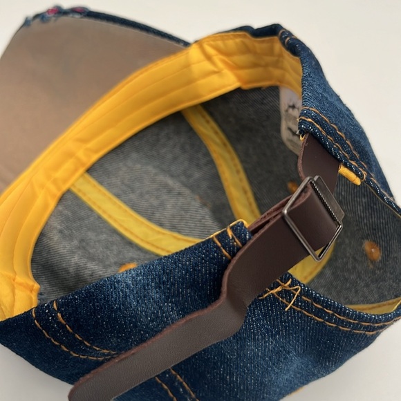 Denim Cotton Cap with Rhinestone Green Weed appliqué - Picture 5 of 5